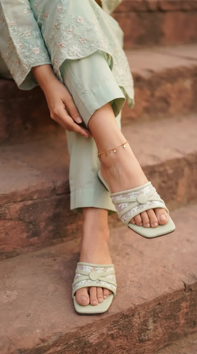 Green Casual Slipper For Women CL2366