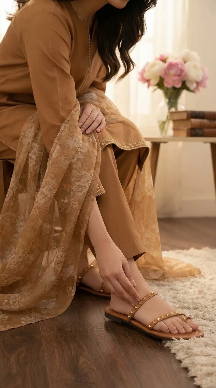 Tan Casual Chappal For Women CL2372