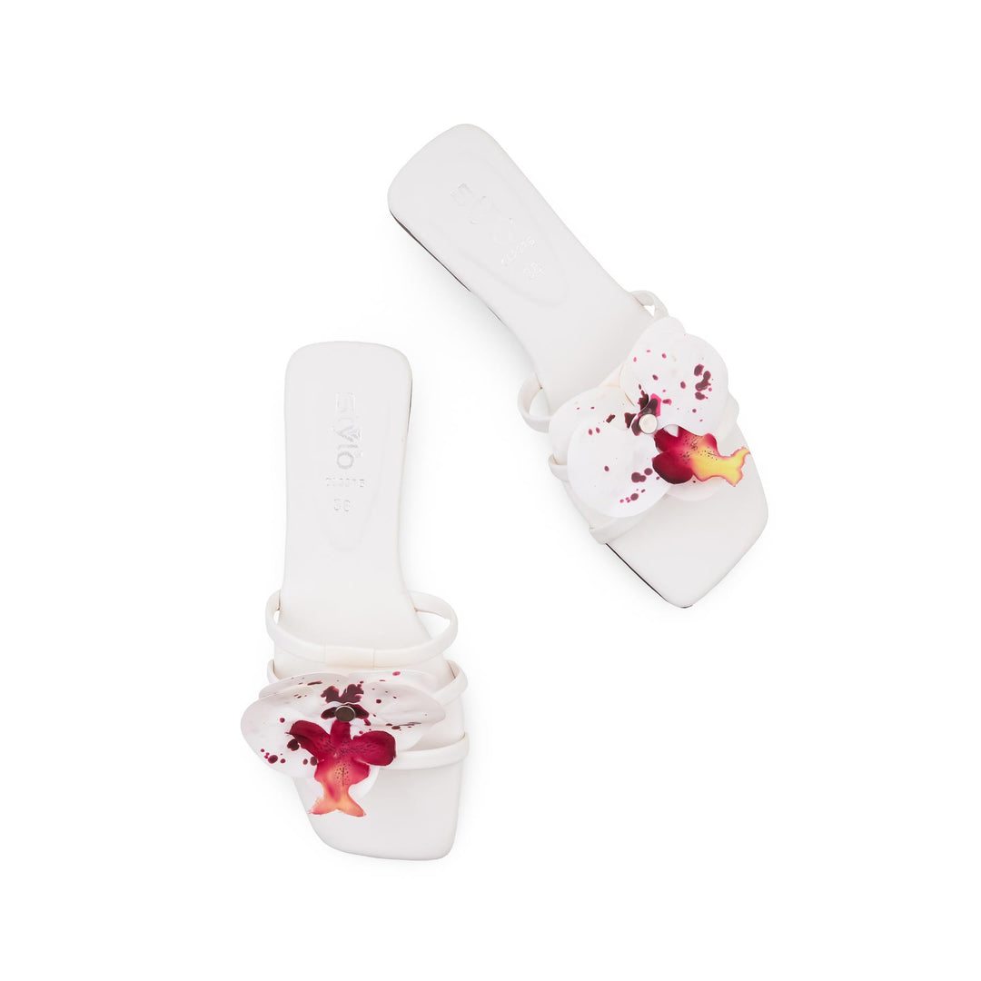 White Casual Slipper For Women CL2375