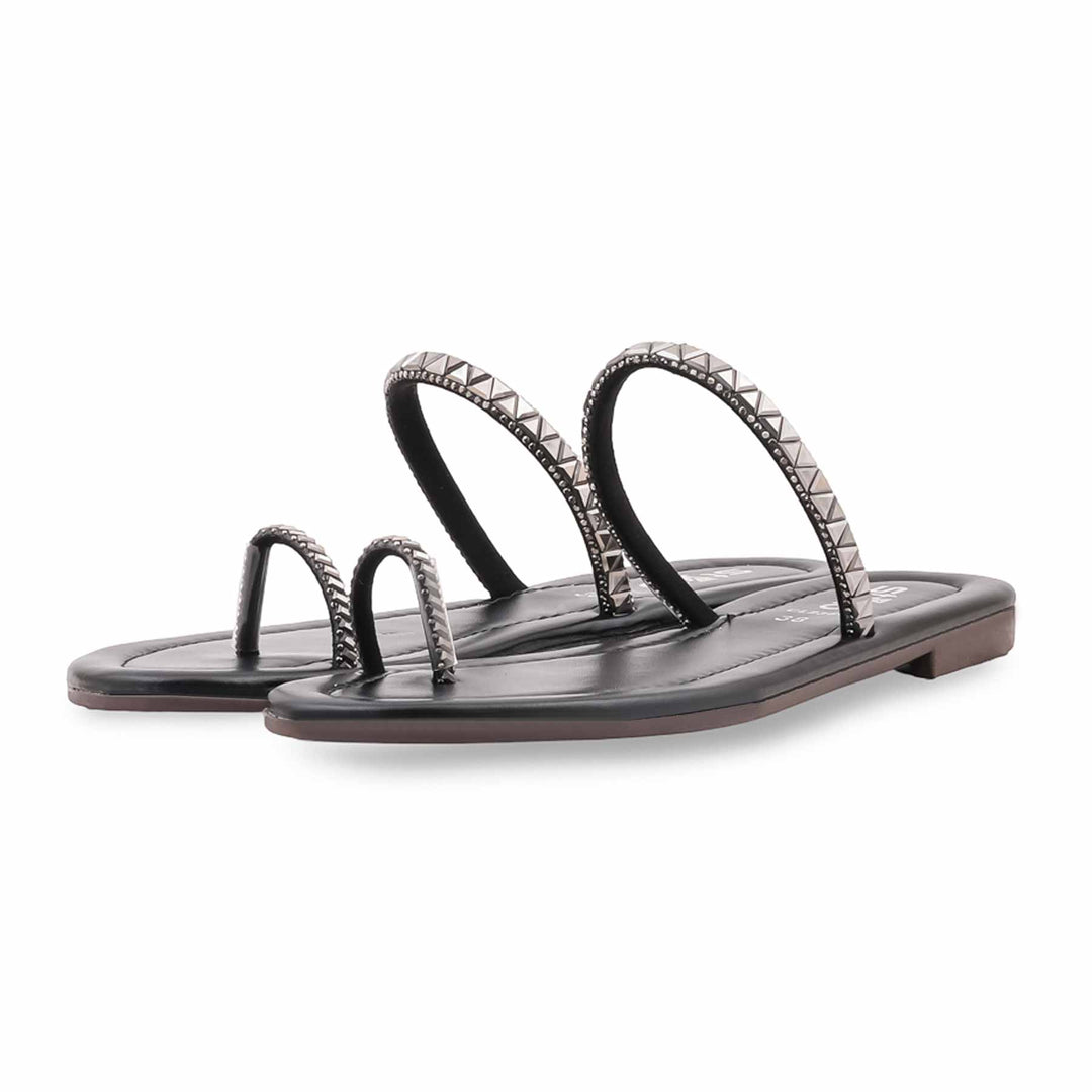 Black Casual Chappal For Ladies CL2380