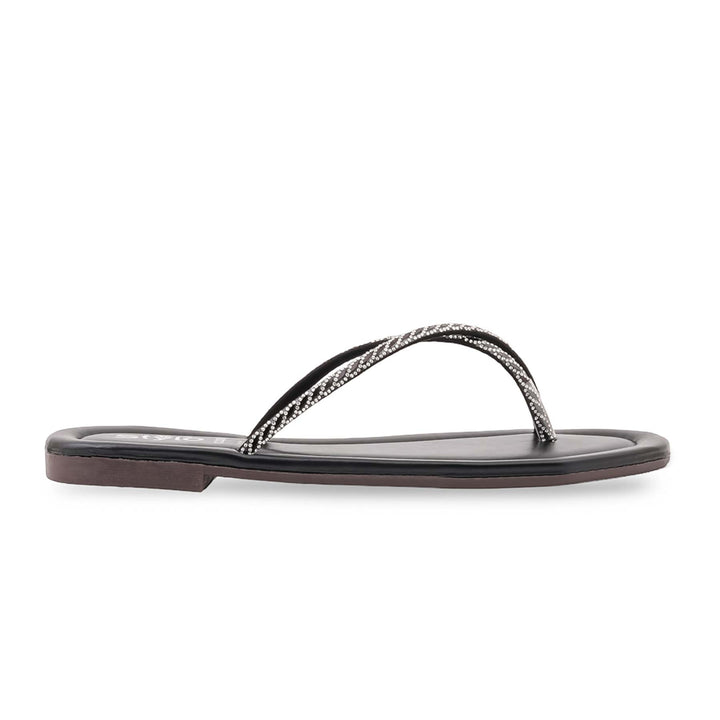 Black Casual Chappal For Ladies CL2381