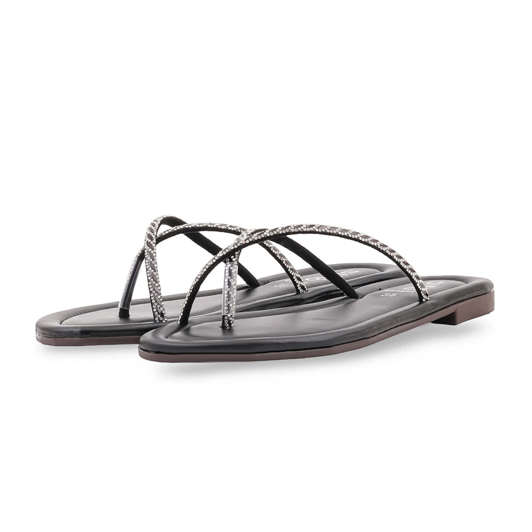 Black Casual Chappal For Ladies CL2381
