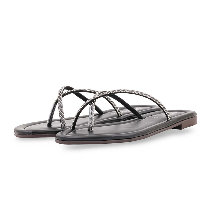 Black Casual Chappal For Ladies CL2381