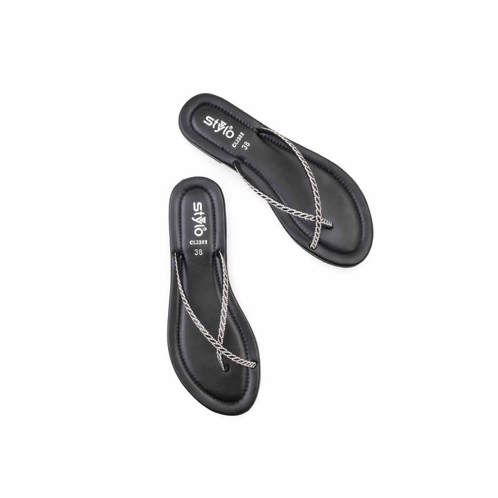 Black Casual Chappal For Ladies CL2381