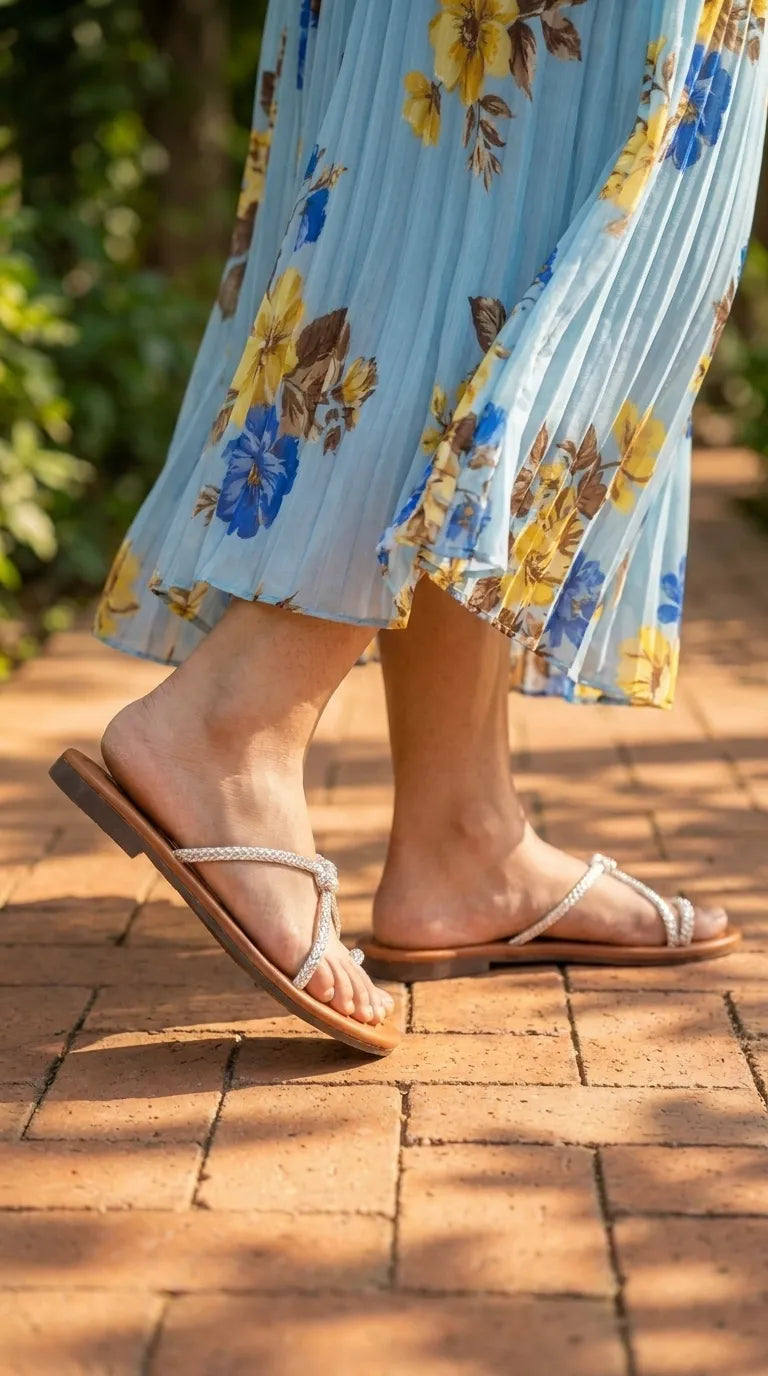 Silver Casual Chappal For Ladies CL2383