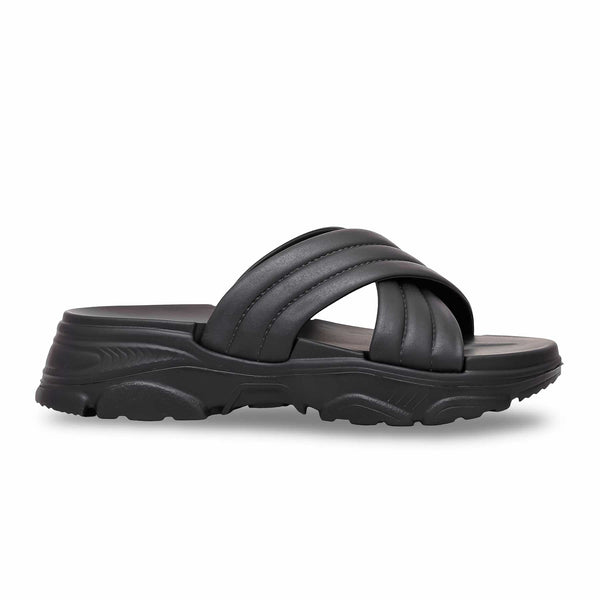 Women's Black Casual Slipper CL9300