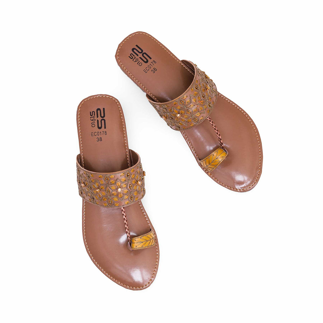 Brown Fancy Chappal EC0178