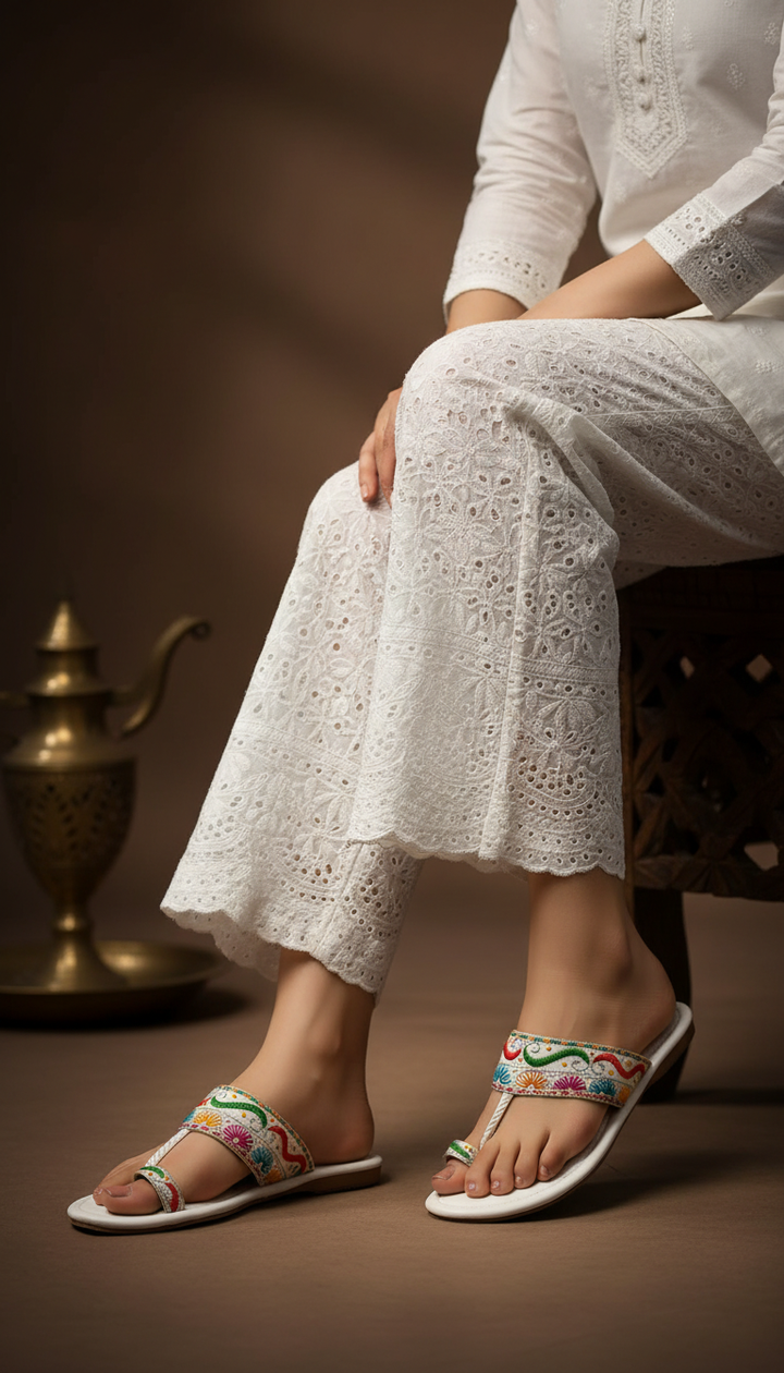 White Ethnic Chappal EC0213