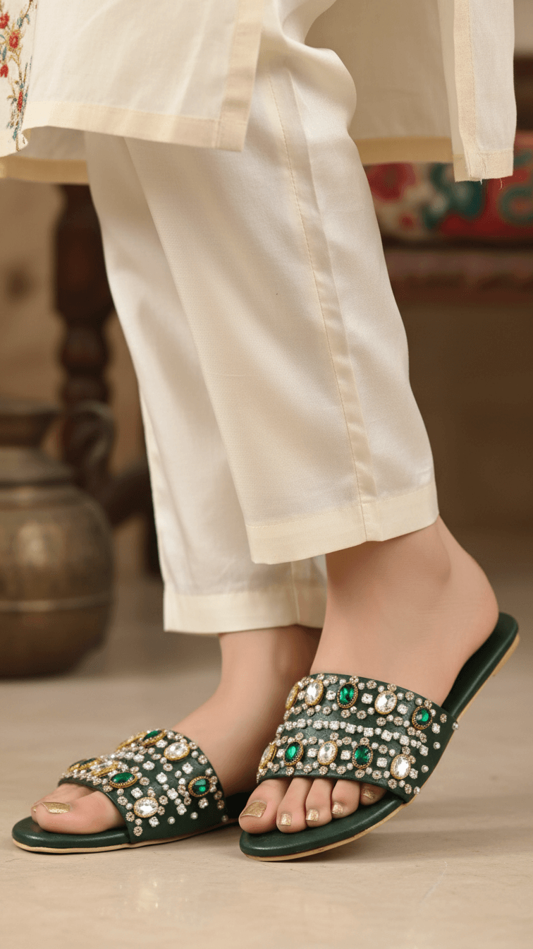 Green Fancy Women Slipper EC0217