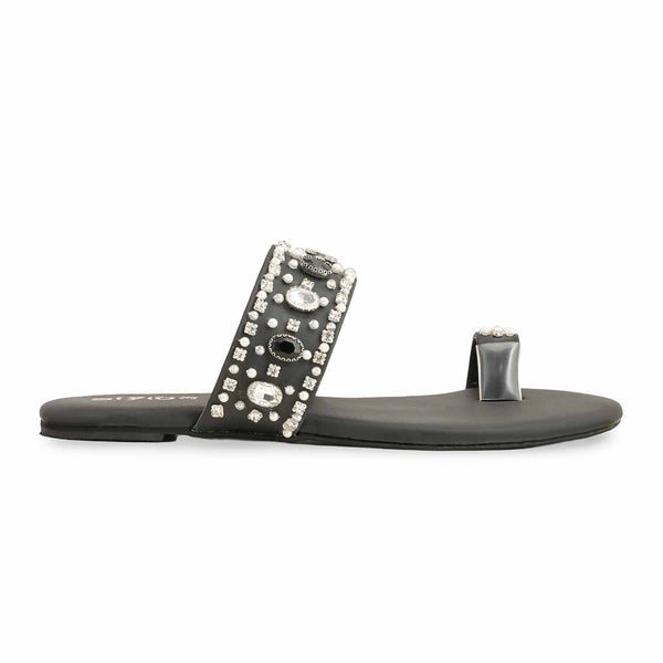 Black Fancy Women Chappal EC0220