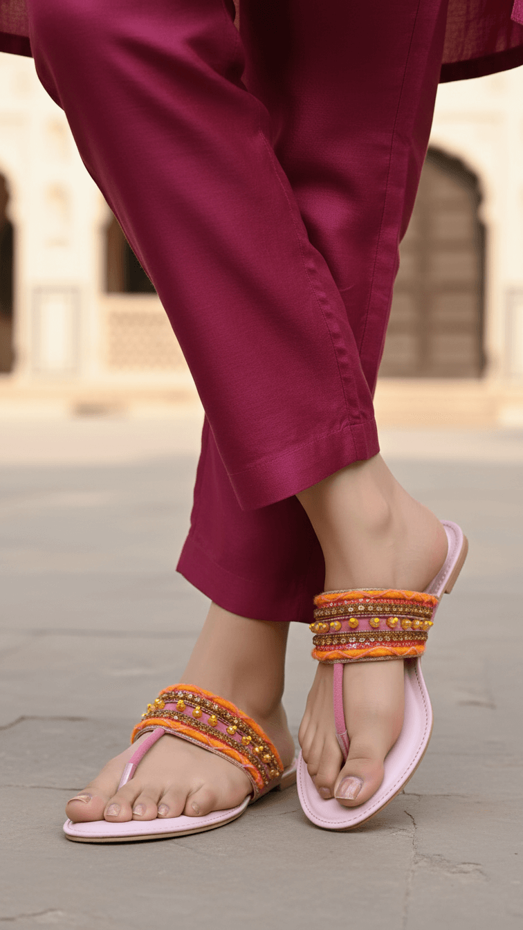 Pink Ethnic Chappal For Ladies EC0229