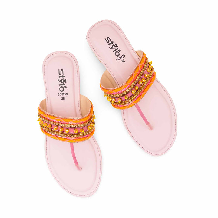 Pink Ethnic Chappal For Ladies EC0229