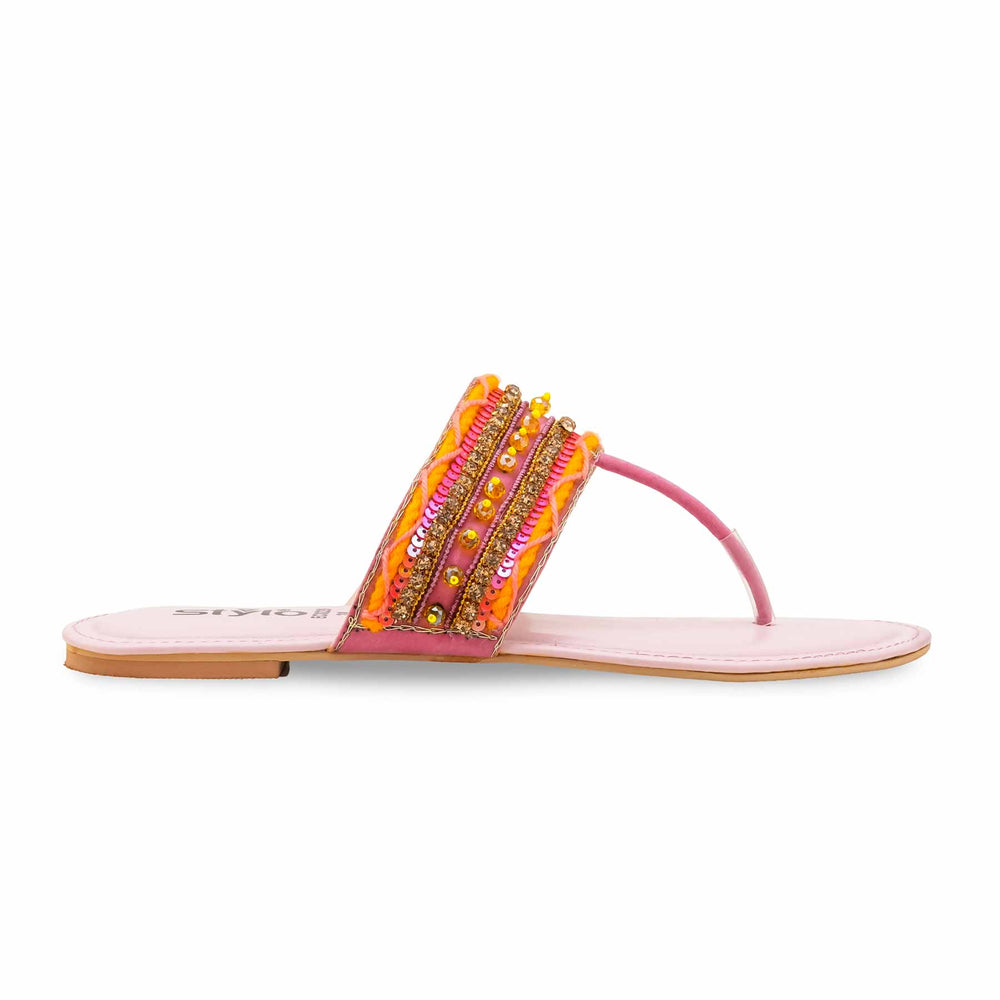 Pink Ethnic Chappal For Ladies EC0229