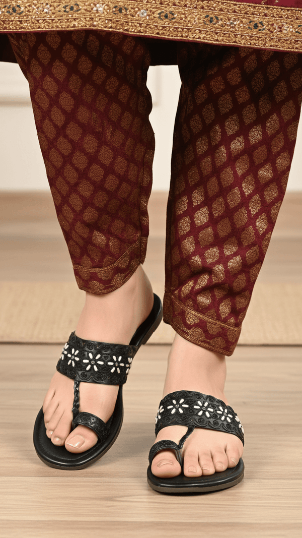 Black Formal Chappal For Women EC0231