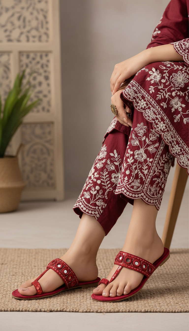 Maroon Ethnic Chappal EC0236