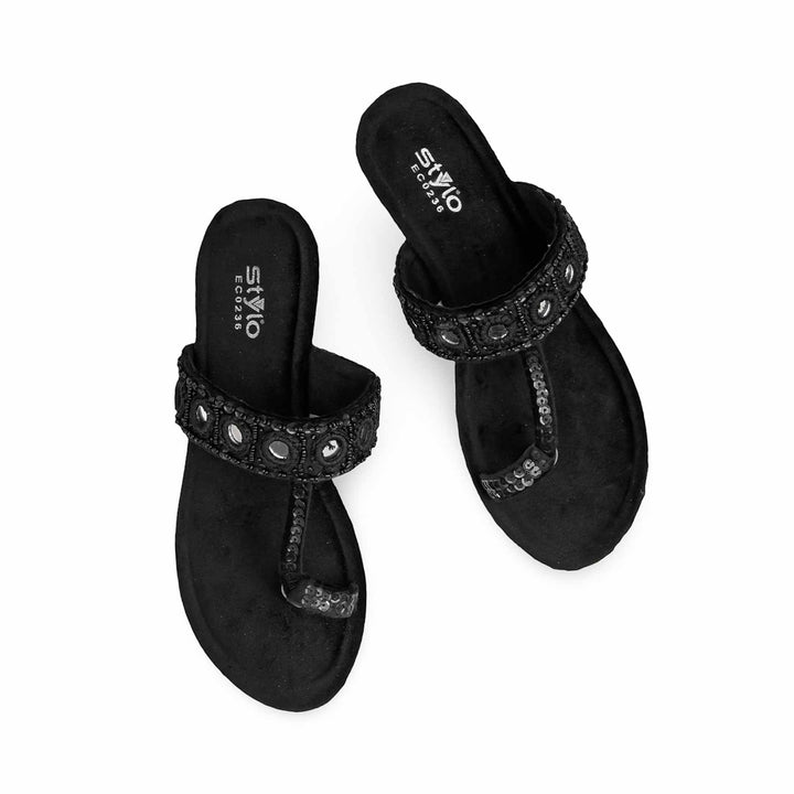 Black Ethnic Chappal For Women EC0236
