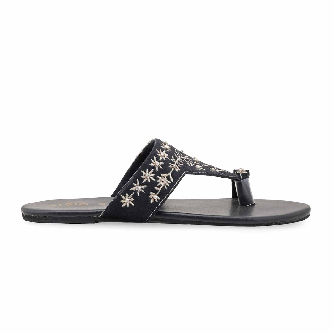 Black Ethnic Chappal For Ladies EC0238