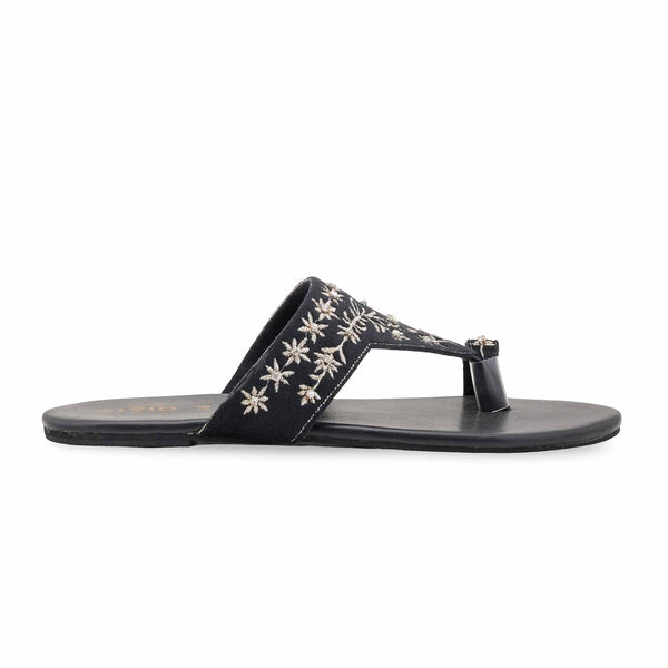 Black Ethnic Chappal For Ladies EC0238