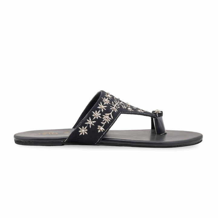 Black Ethnic Chappal For Ladies EC0238