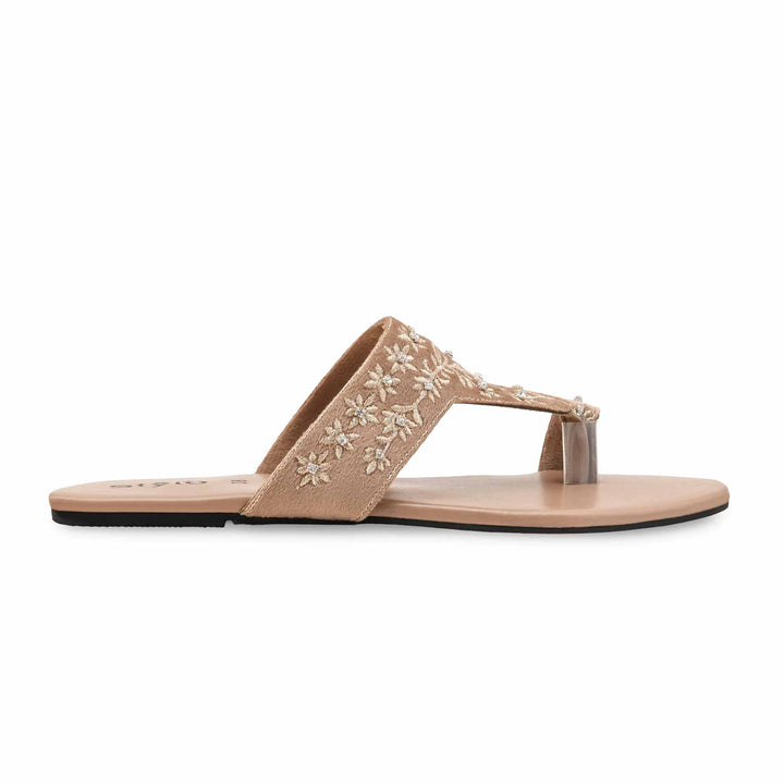 Beige Ethnic Chappal For Women EC0238