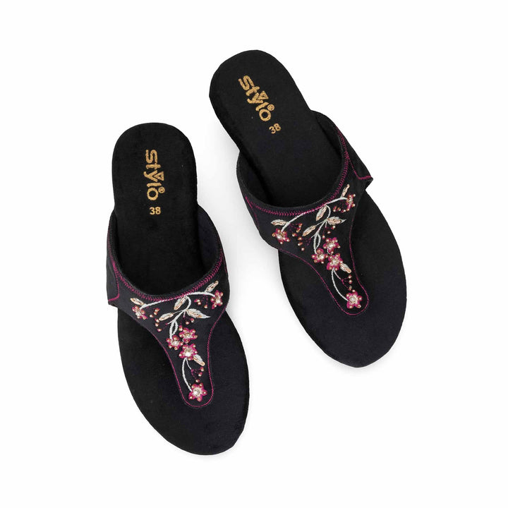 Black Ethnic Chappal For Ladies EC0239