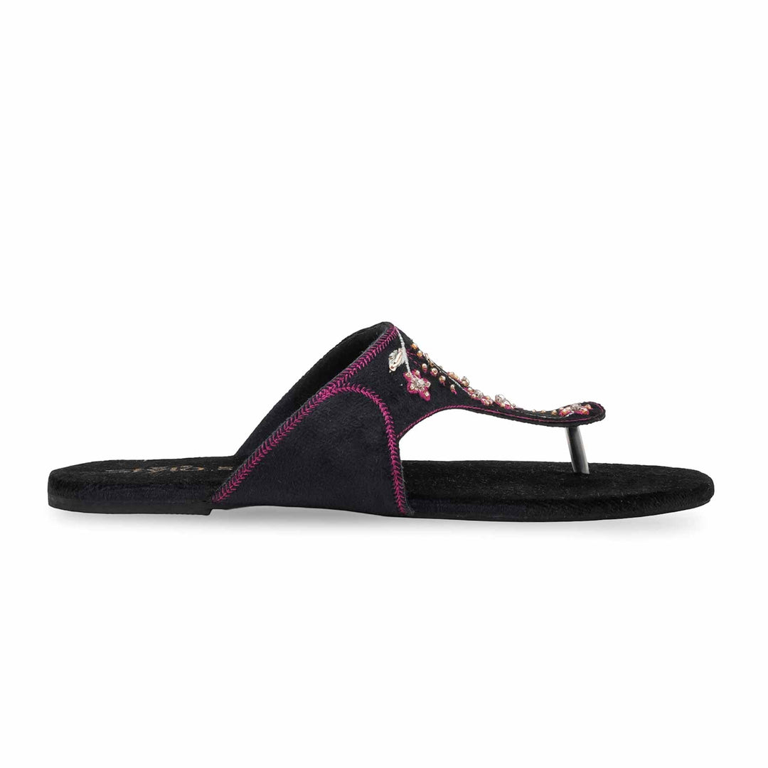 Black Ethnic Chappal For Ladies EC0239