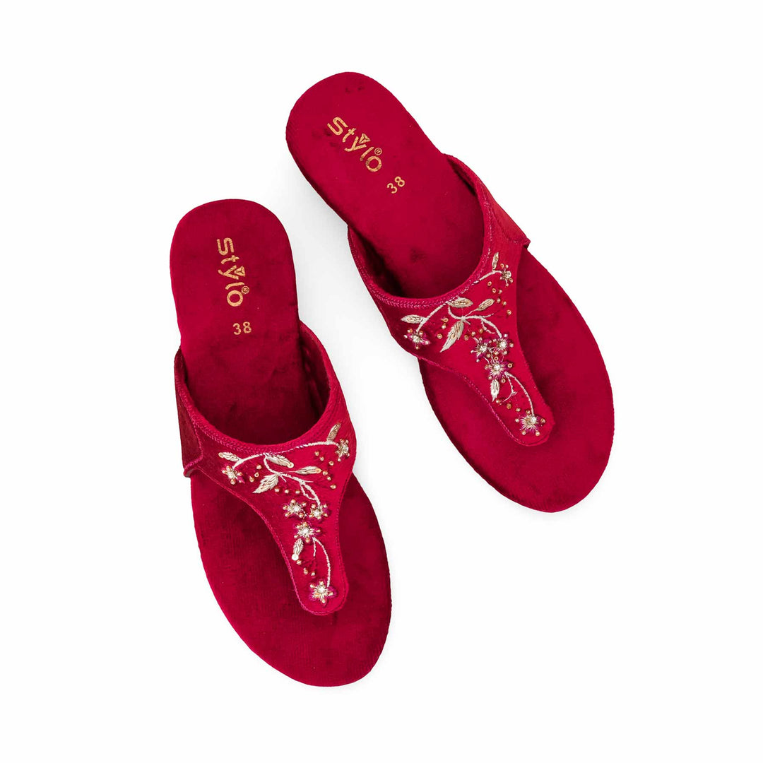 Red Ethnic Chappal For Women EC0239