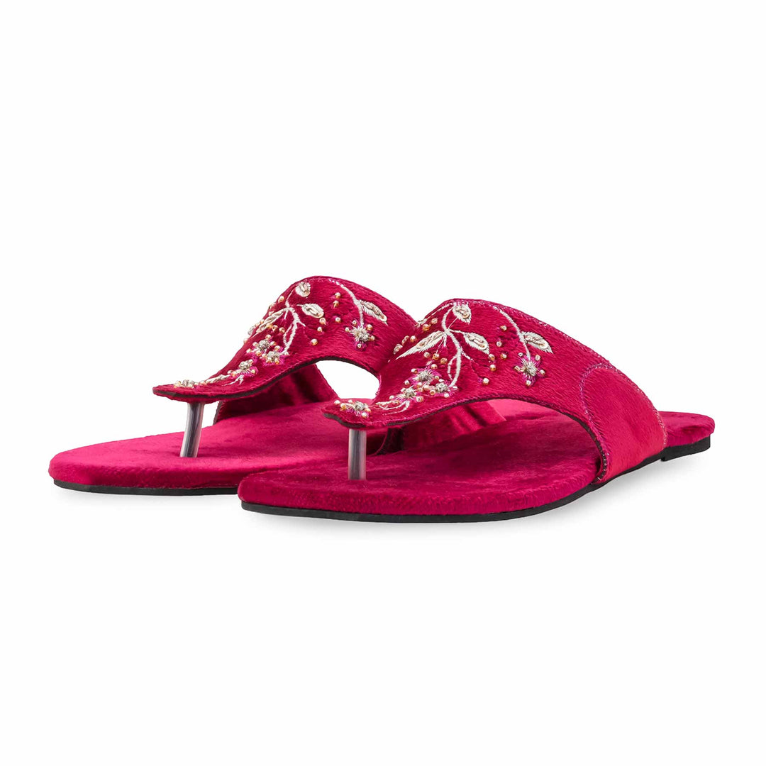 Red Ethnic Chappal For Women EC0239