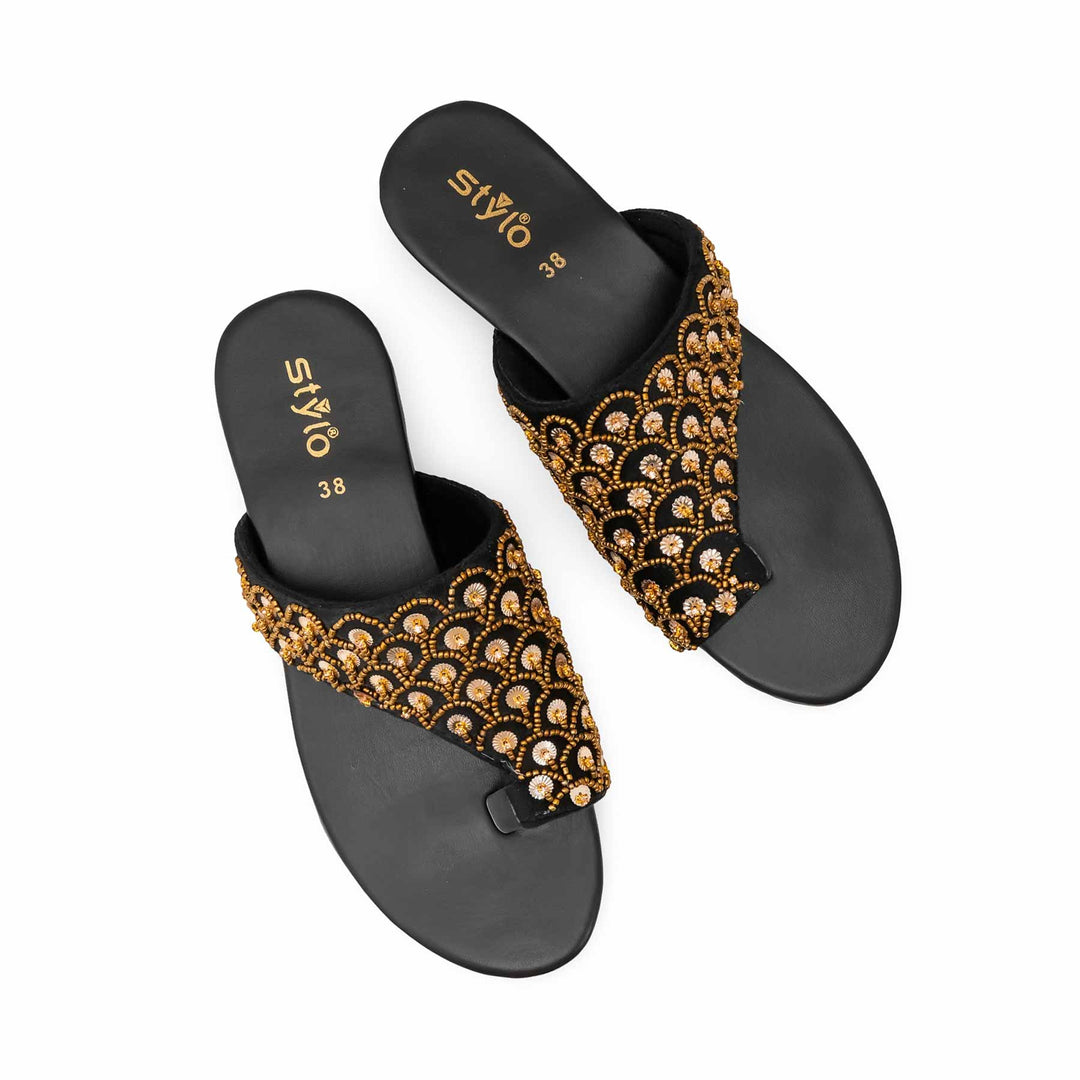 Black Ethnic Chappal For Ladies EC0241