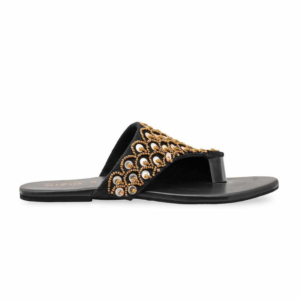 Black Ethnic Chappal For Ladies EC0241