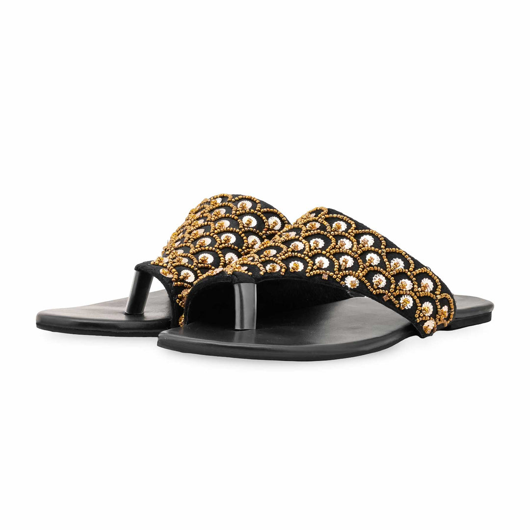 Black Ethnic Chappal For Ladies EC0241