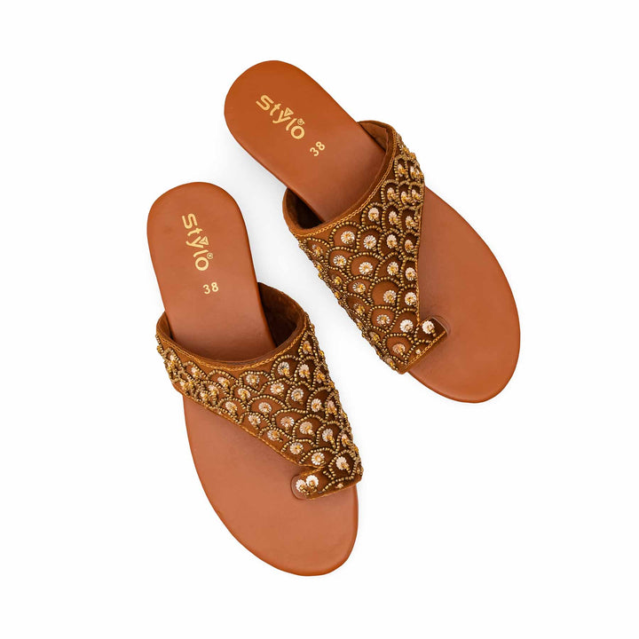 Brown Ethnic Chappal For Ladies EC0241