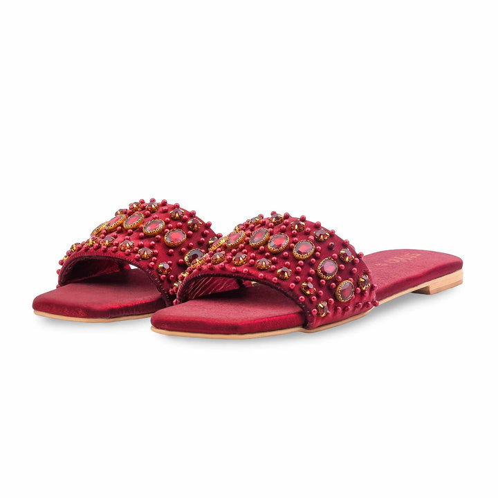 Maroon Fancy Slipper For Women EC0243