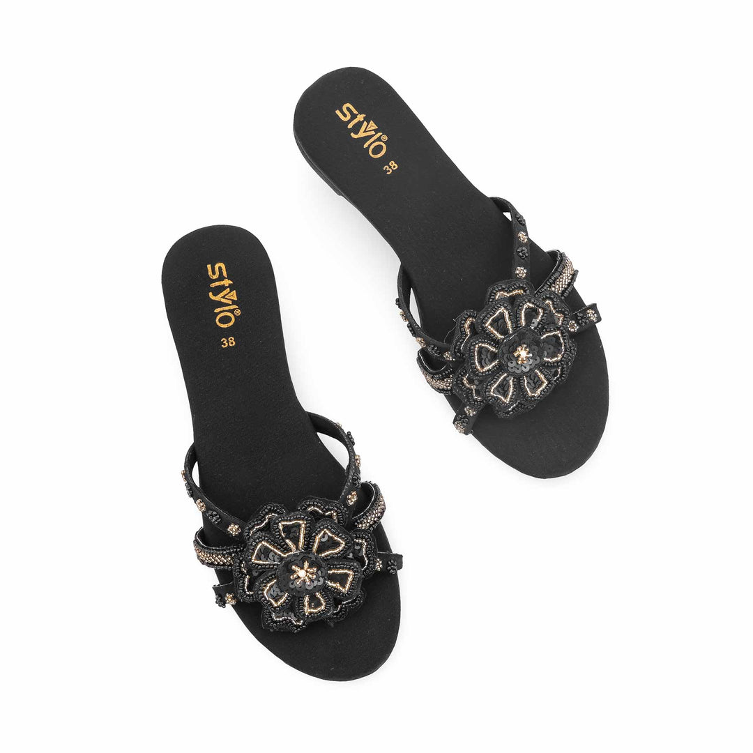 Black Ethnic Slipper For Women EC0245