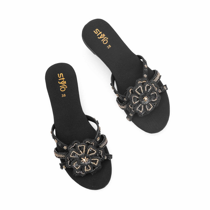 Black Ethnic Slipper For Women EC0245