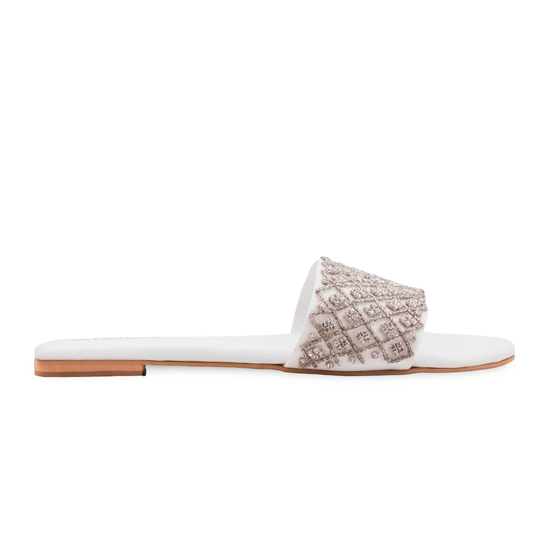 White Fancy Slipper For Ladies EC0246