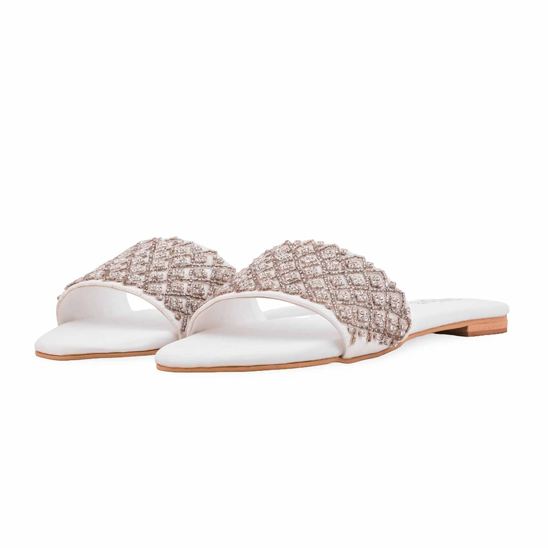 White Fancy Slipper For Ladies EC0246