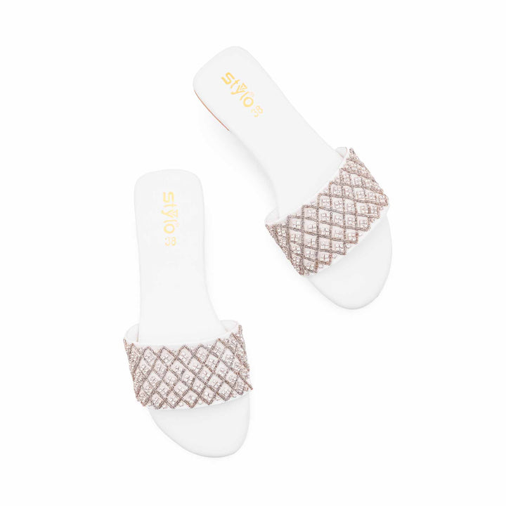 White Fancy Slipper For Ladies EC0246