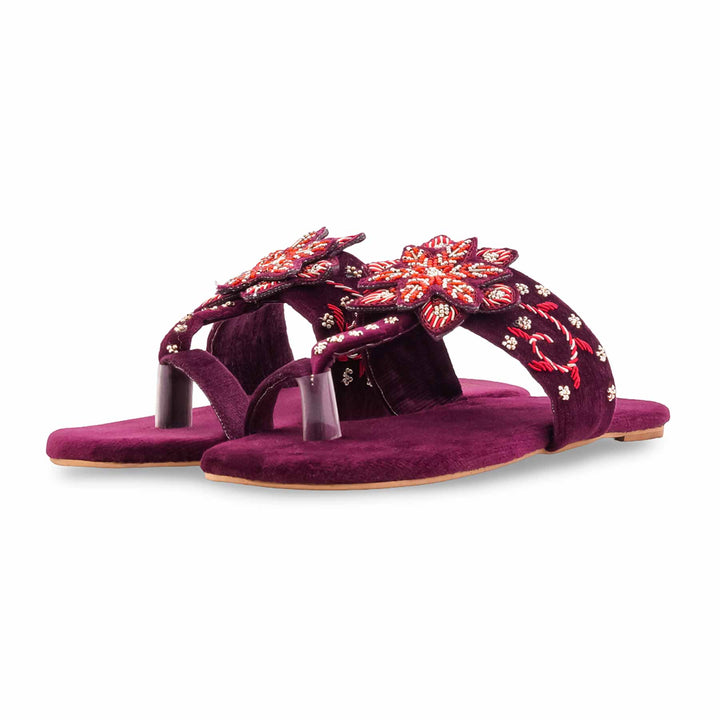 Maroon Ethnic Chappal For Ladies EC0247