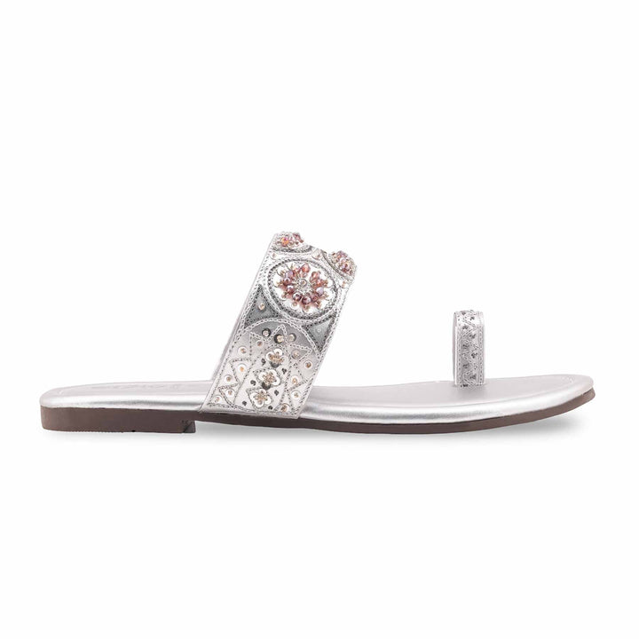 Silver Fancy Chappal For Ladies EC0249