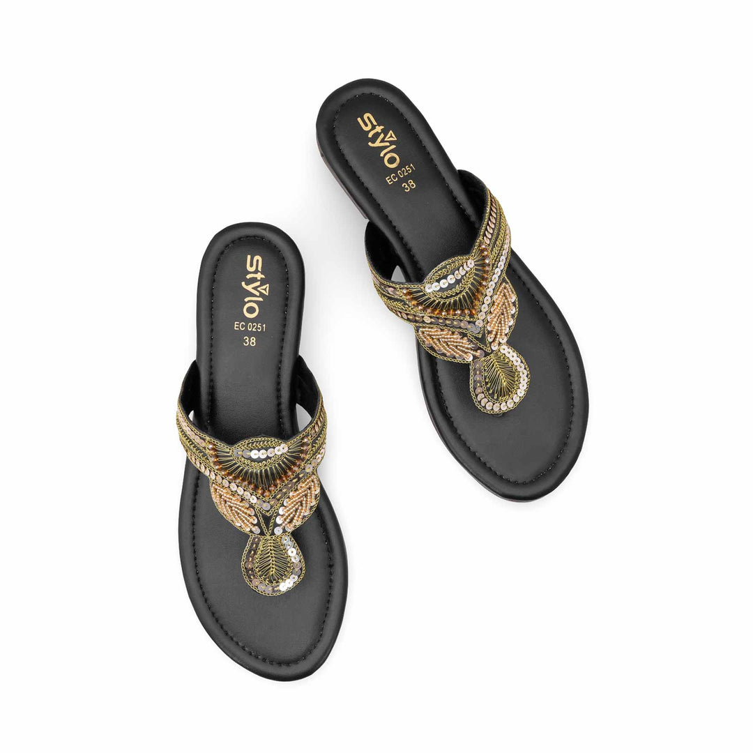 Black Ethnic Chappal For Women EC0251