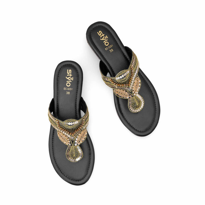 Black Ethnic Chappal For Women EC0251