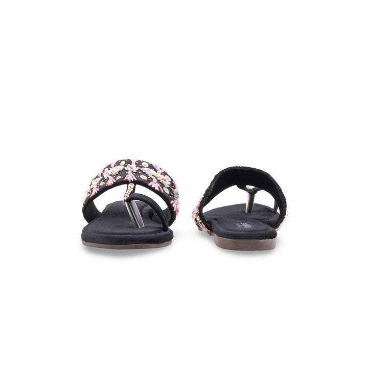 Black Fancy Chappal For Women EC0252