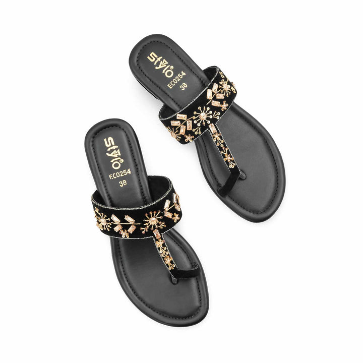 Black Ethnic Chappal For Women EC0254