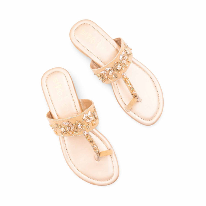 Golden Ethnic Chappal For Women EC0254