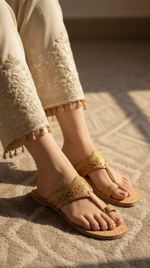 Golden Kolapoori Chappal EC0259