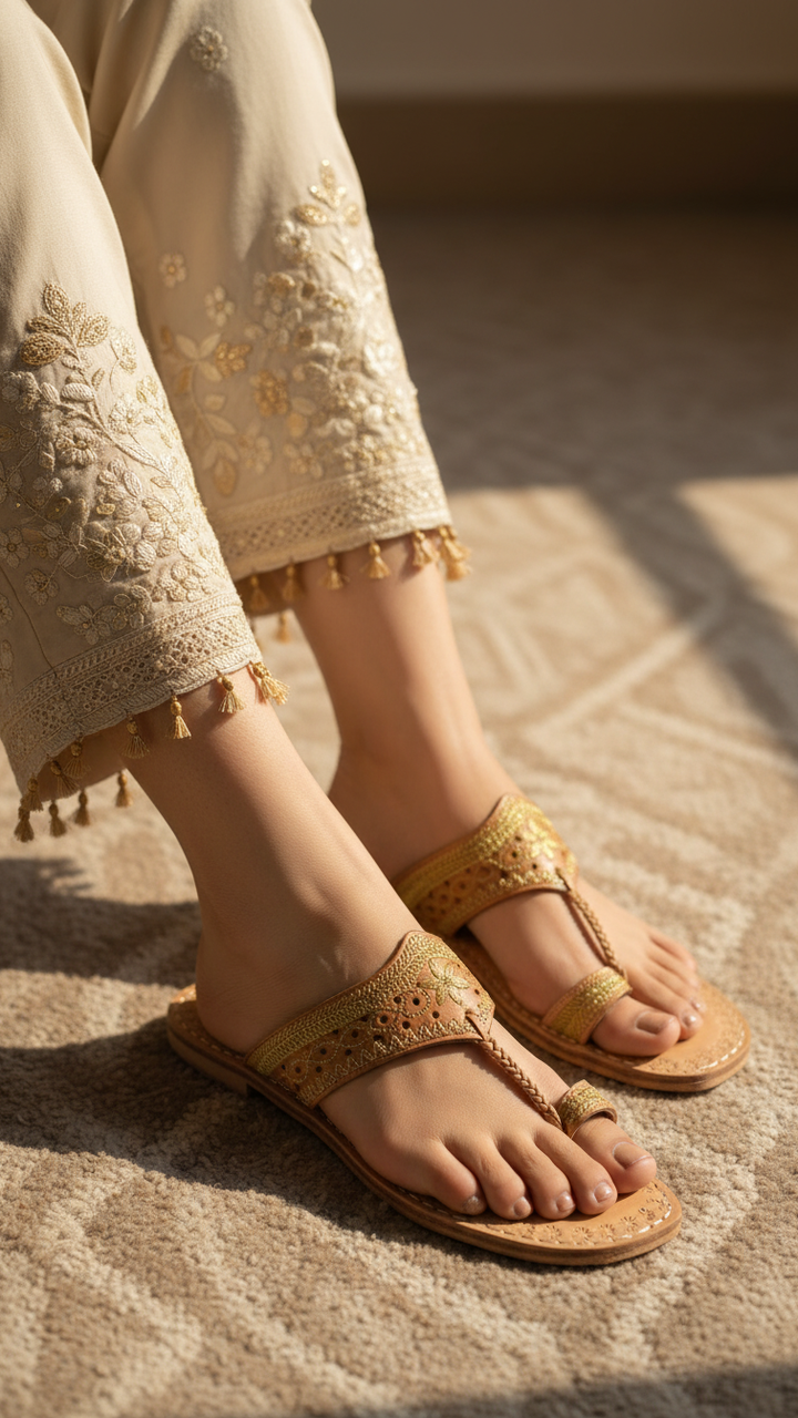 Golden Kolapoori Chappal EC0259