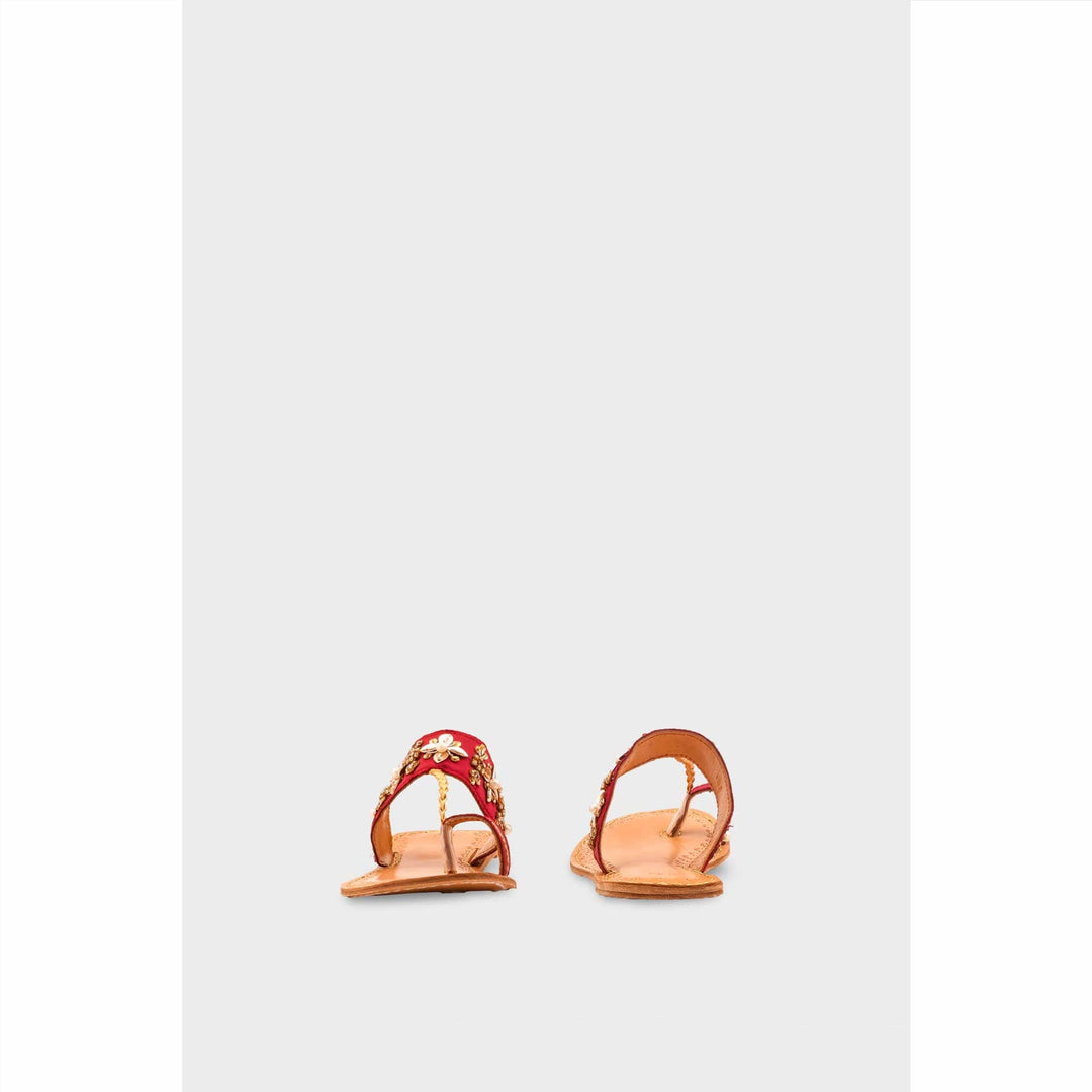 Maroon Leather Kolapori For Women EC0268