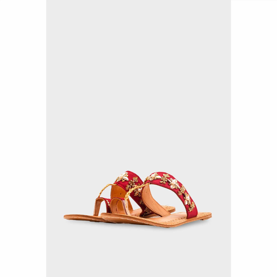 Maroon Leather Kolapori For Women EC0268