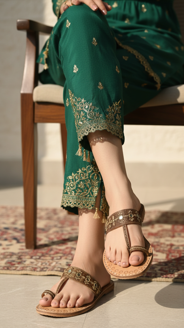 Golden Leather Kolapoori Chappal EC0268